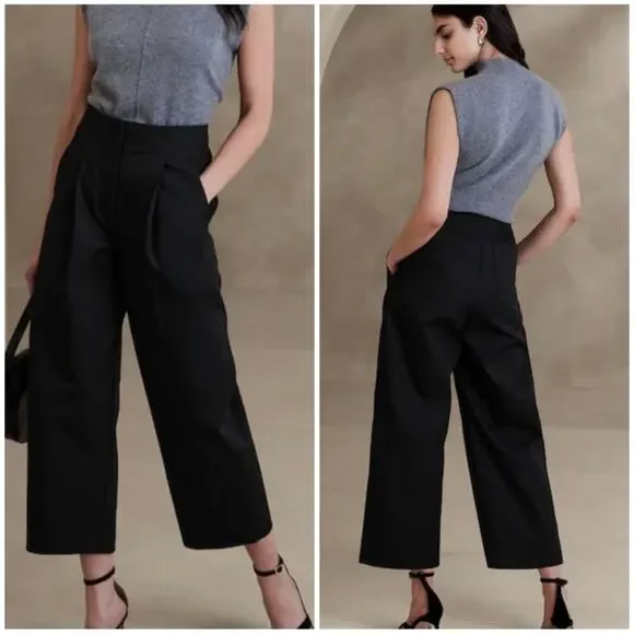 Banana Republic The Barrel Leg Chino Pant Black 8 754558 - Picture 1 of 12